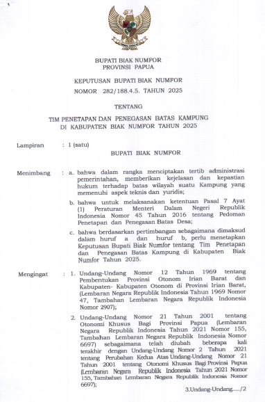 Tim Penetapan dan Penegasan Batas Kampung Di Kabupaten Biak Numfor Tahun 2025