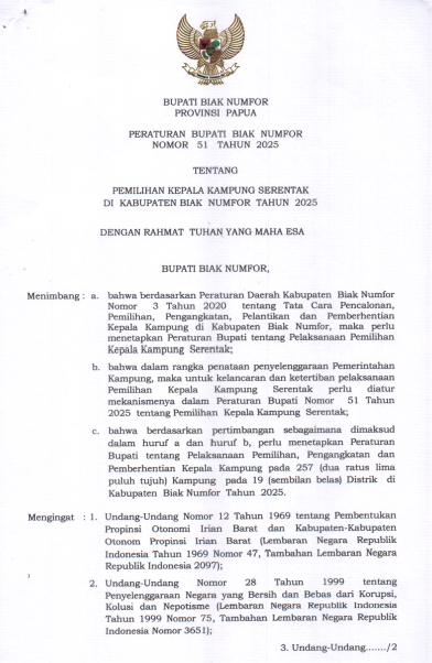 Pemilihan Kepala Kampung Serentak Di Kabupaten Biak Numfor